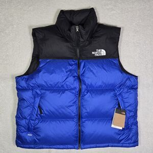 The North Face Men's Blue and Black Nuptse 700 Puffer Down Vest